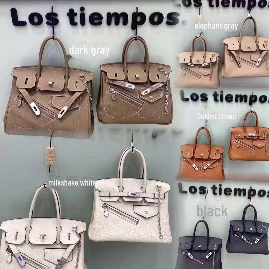 

Женская сумка-мотоцикл из натуральной кожи в стиле ретро 2024 года - геометрический дизайн с цепочной отделкой 30cm