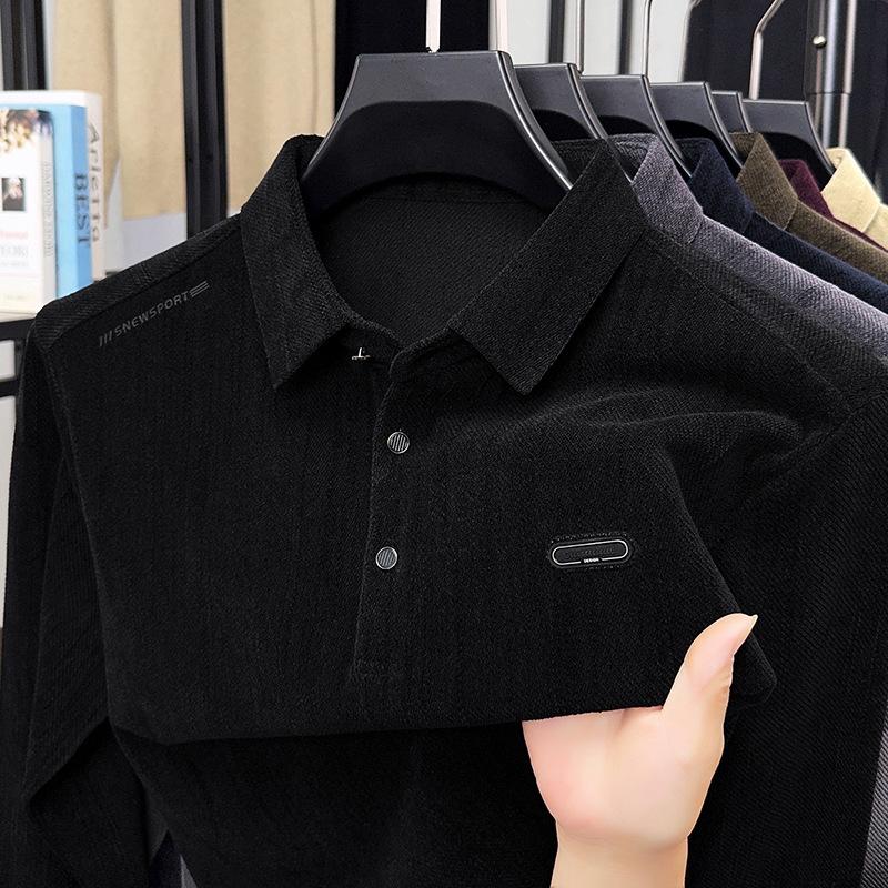 Autumn Long Sleeve Polo Shirt Men's Lapel Collar Casual Fashion Versatile T-Shirt Middle-Aged & Young Top