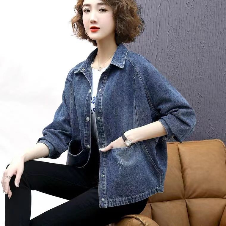Cappotto di Jeans Casual Largo da Donna Capispalla Autunno Giacca di Jeans da Donna Retro Manica Lunga Giacca di Jeans