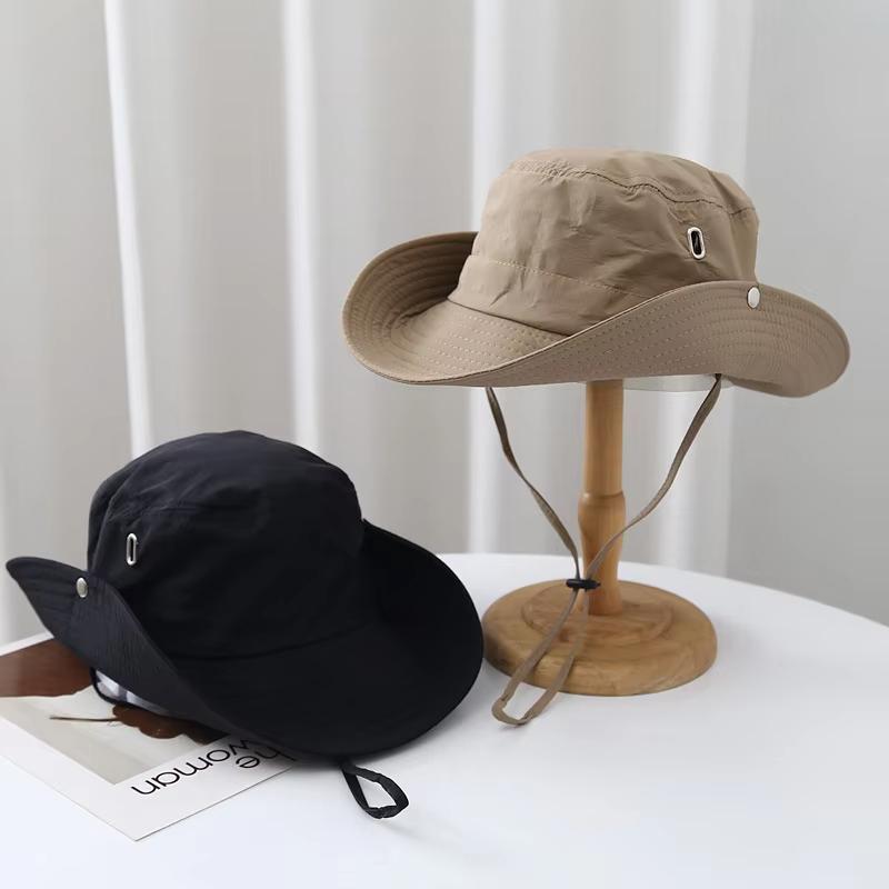 

Summer Outdoor Quick Dry Fishermen Hat for Men Women Solid Color Fordable Fishing Hiking Bucket Caps Unisex Outdoor Wide Brim Sun Visor Hat темно-синього кольору