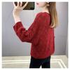 Women's's Thin Spring Loose Bat Shirt Short Top V-neck Hook Flower Hollow Knitted Sweate Crocheted Hollow Knitted Three-quarter Sleeve Blouse