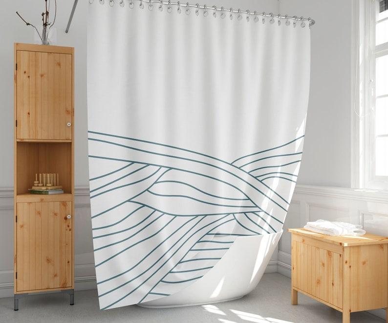 

Minimal Line Art Shower Curtain - Abstract Modern Bath Decor (Extra Long & Custom Sizes) W60H190(CM)-1 Pcs