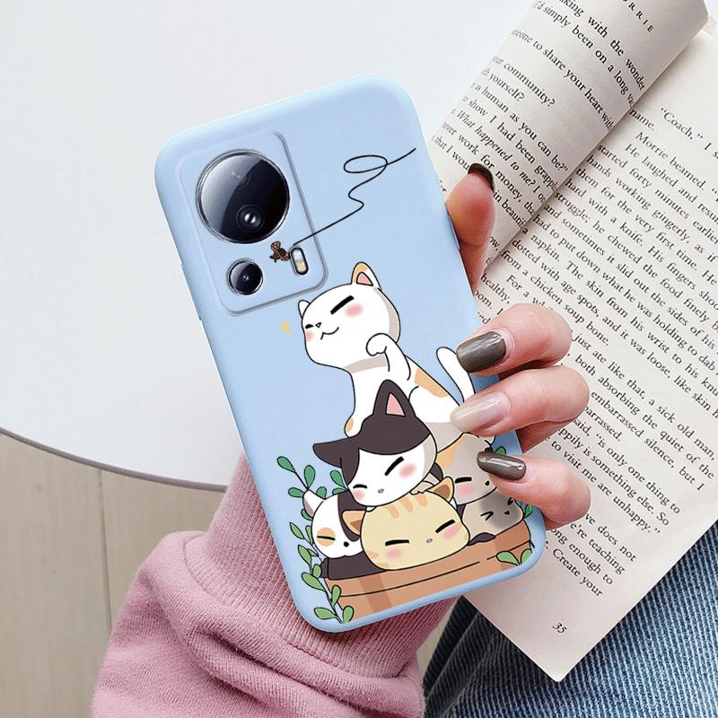 For Xiaomi 13 Lite Phone Case Cute Fashion Heart Flowers Soft Silicone Bumper Cover For Xiaomi13 Lite Fundas Shell Cartoon Gifts