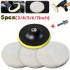 5PCS 7/6/5/4/3inch Car Polishing Waxing Buffing Wheel Pad Car Polisher Kit for Auto M10/M14 Drill Connector Car Paint Care