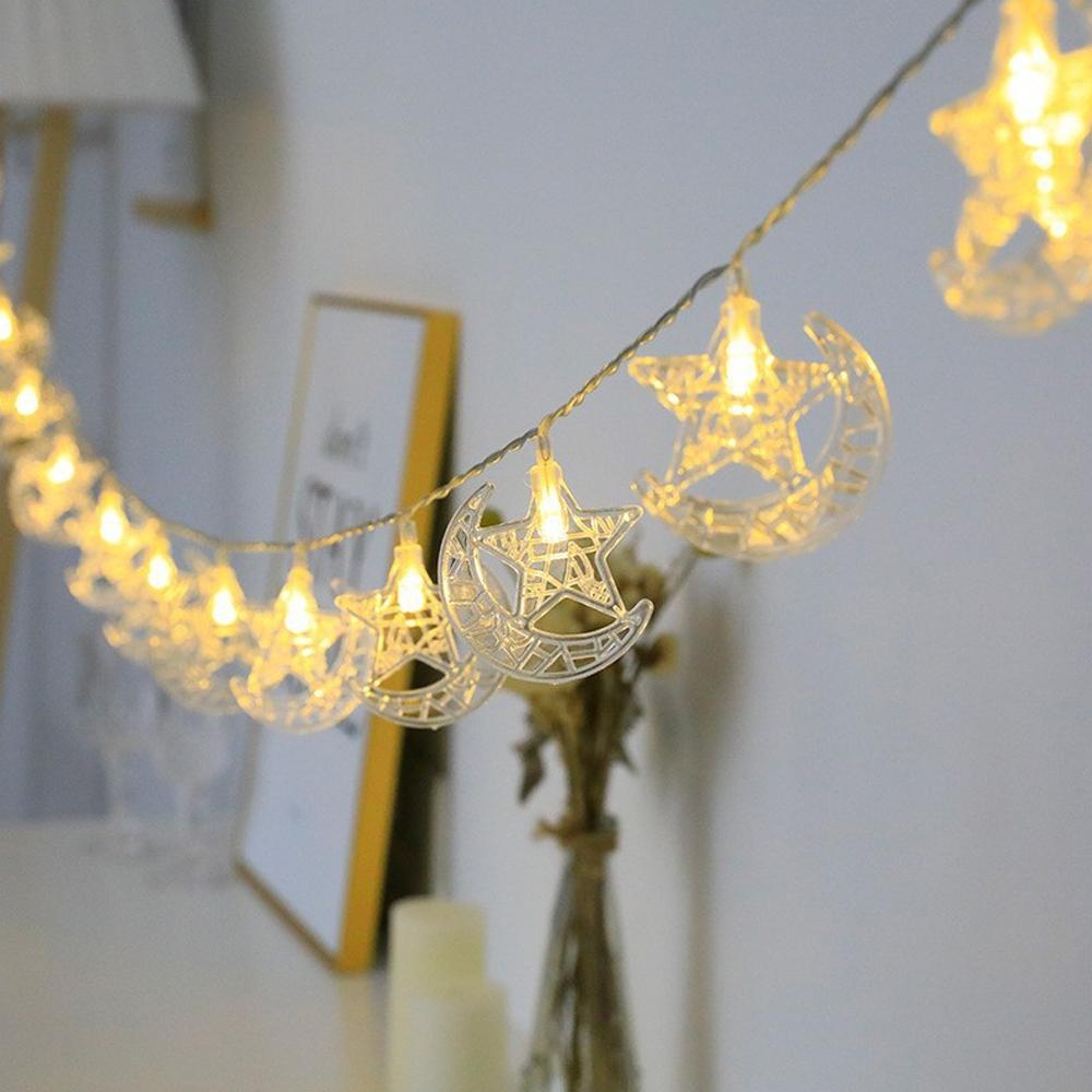EID Mubarak LED Moon Star Light String Ramadan Decoration 2025 for Home Ramadan Kareem Islamic Muslim Party Supply Eid Al-fitr