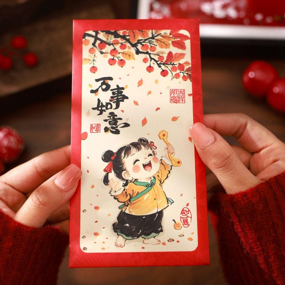 6pcs Traditional New Year Red Envelopes Red Envelopes Lucky Money Packets  Wedding Birthday