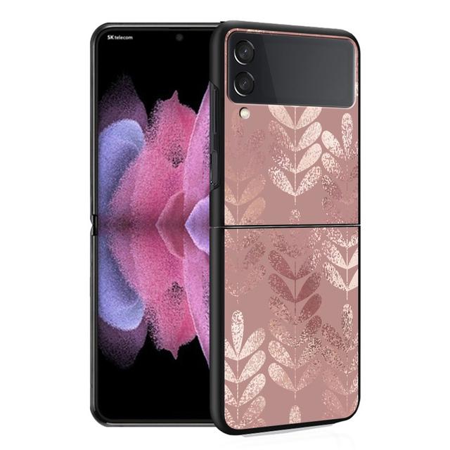 Hülle Funda für Samsung Galaxy Z Flip 4 Z Flip 3 5g Zflip Zflip3 Flip4 Hart-PC Gold Rosa Rose Glitzer Herzen Fundas Hart-PC