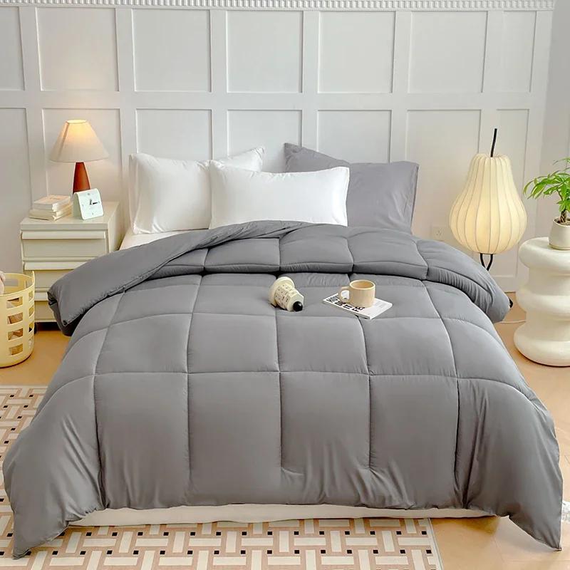 

2024 новое зимнее одеяло утолщенное теплое однотонное простое ветровое одеяло из соевого волокна, приятное для кожи, теплое одеяло на весну и осень 173x229cm 1.5kg