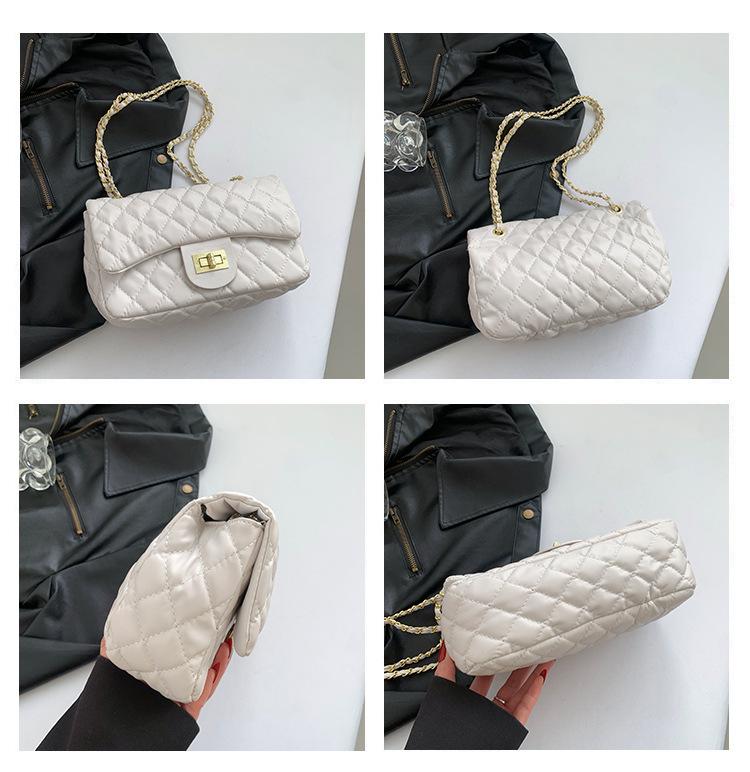2024 Módní Argyle Vyšívaná Texturovaná Dámská Crossbody & Taška přes rameno - Velká kapacita, Ručně vyráběný řetízkový design