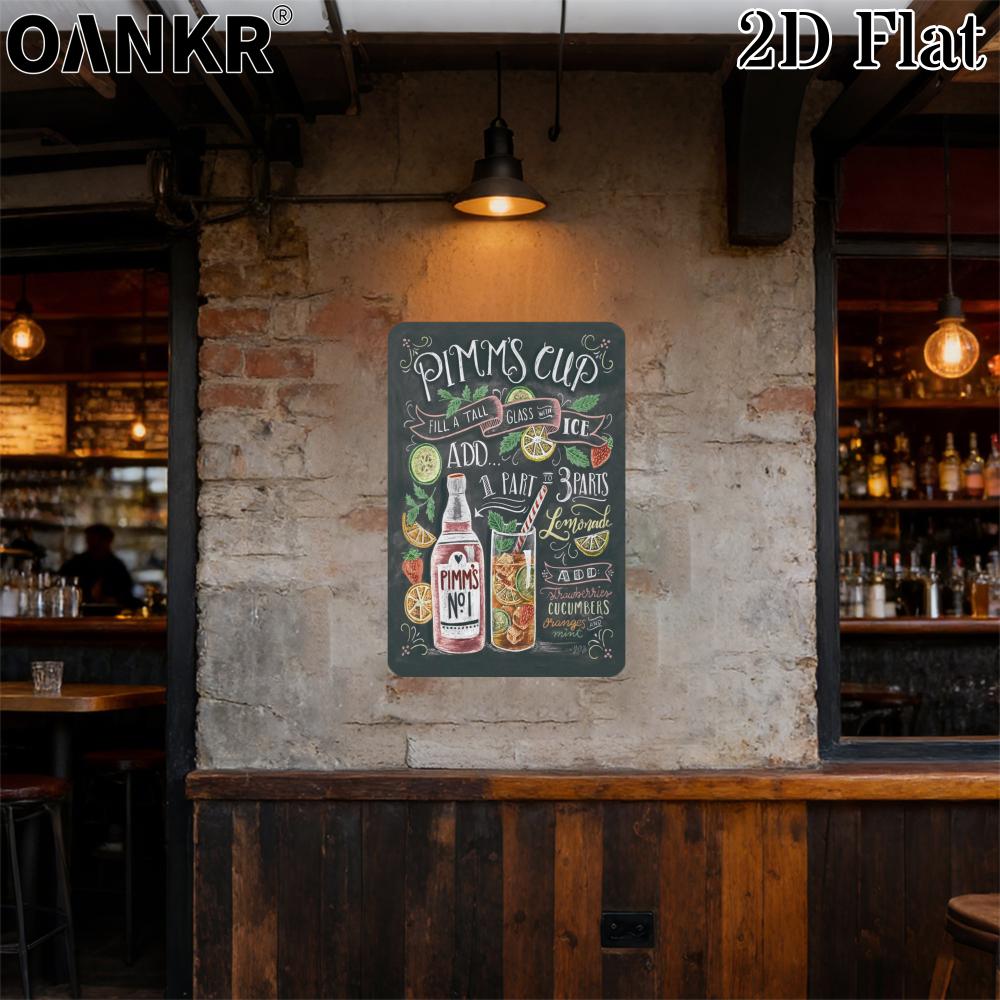 Vintage Art Cocktail Poster Metal Tin Sign Ideal Gift X Inch Pimms Cup Recipe Metal Signs for Home Bar Wall Decor Plaque