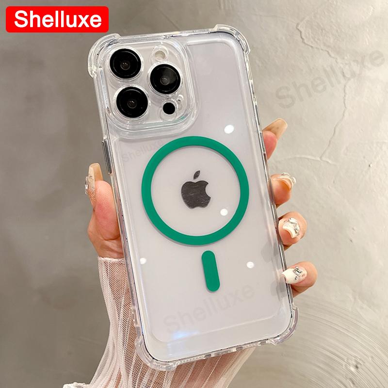 

Прозрачный бронированный магнитный чехол Shelluxe для iPhone 16 15 14 Plus 13 12 11 Pro Max, чехлы, роскошные защитные уголки для телефона For iPhone 13 Pro