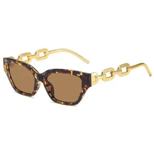 New Fashion Small Cat Eye Sunglasses Women Trending Product Luxury Brand Cateye Chain Leg Sun Glasses Ladies Black Shades Uv400