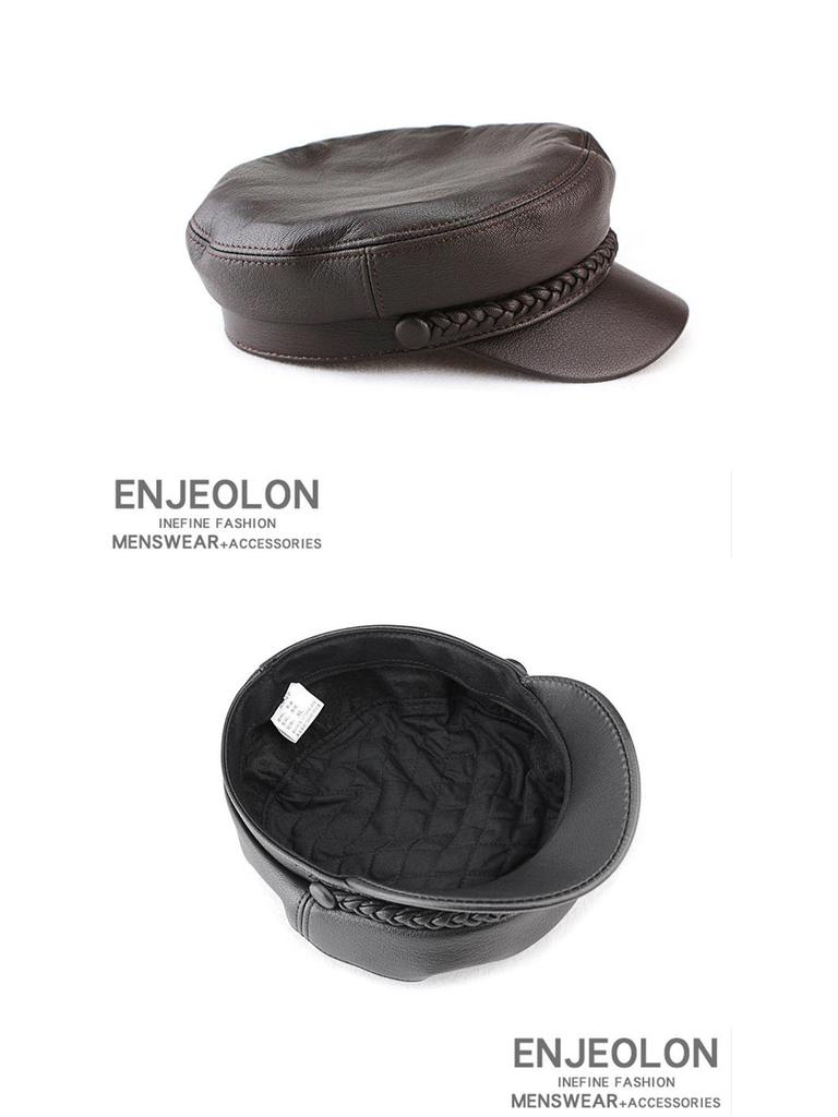 Unisex Fashion Sheepskin Leather Flat Top Duckbill Cap for Fall/Winter