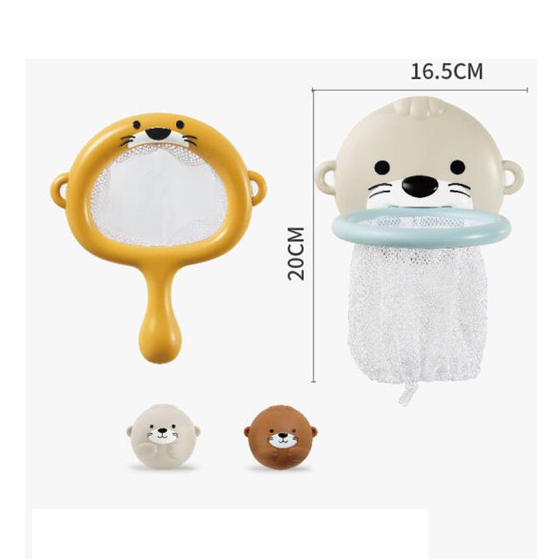 Baby Animal Bath Basketball Hoop Toy Set For Toddlers Floating Baby Bathtub Toys with Balls Net Organizer Game Set For Kids Gift