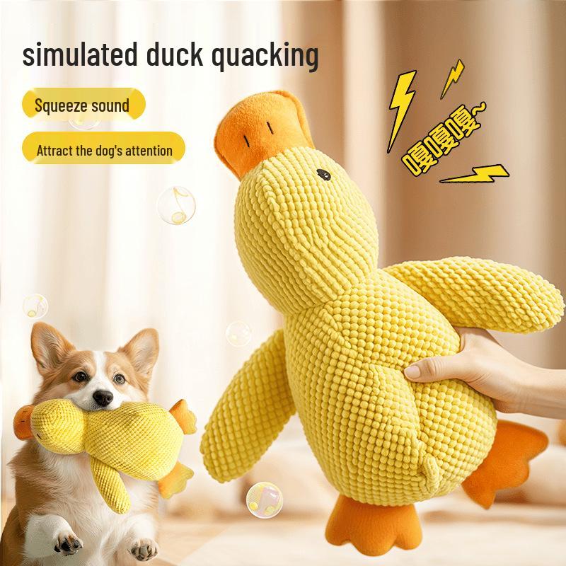 Pet Toy: Bite-Resistant Yellow Duck Plush for Teething Puppies and Dogs