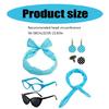 Woman Polkas Dot Earrings Scarf Headband Cats Eye Glasses 50's Costume Accessories Set for Party