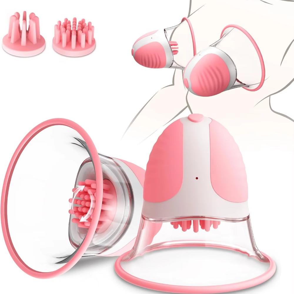 Weiblicher Brustvibrator Rotierende Vakuumpumpe Nippelstimulator mit Saugbecher Großer Kopf AV Brustmassagegerät Weiblicher Masturbator