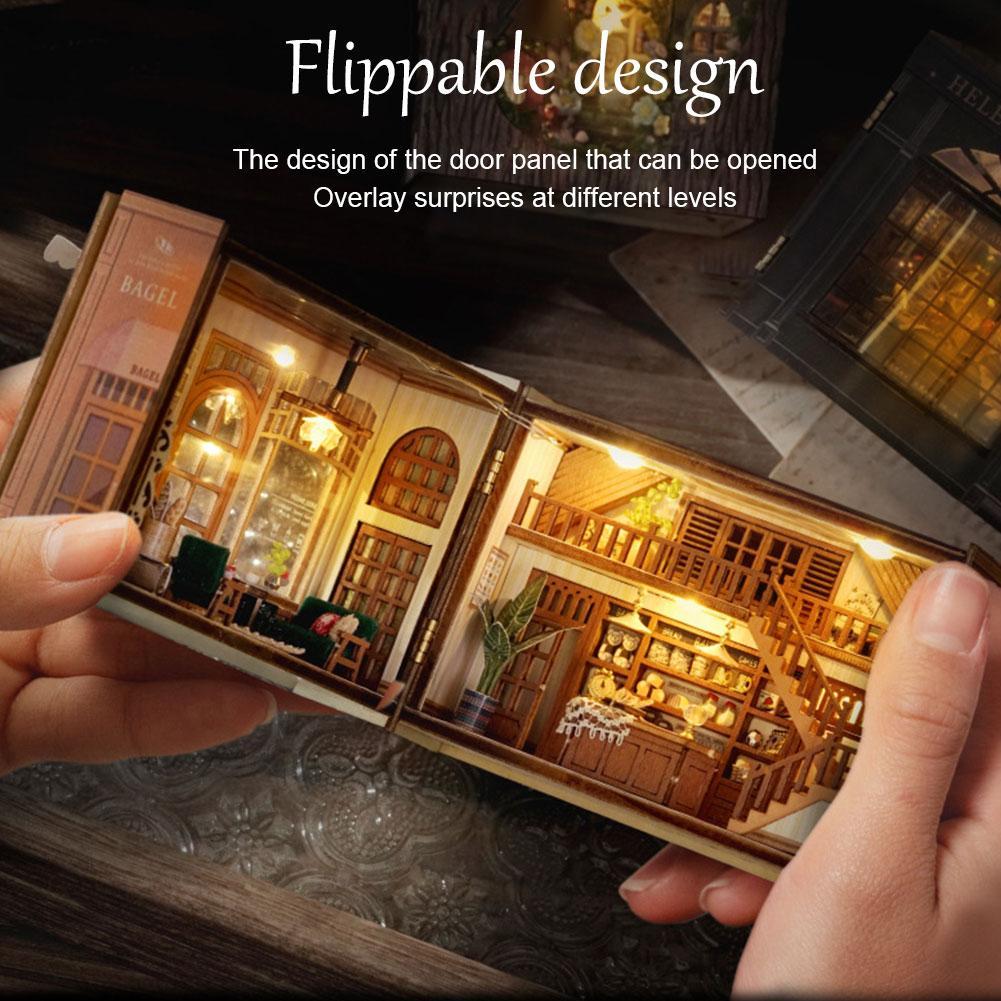 Casă de păpuși în miniatură din lemn, ansamblu puzzle 3D, jucării de construcție, model artizanat cu cadou Woo E1I8