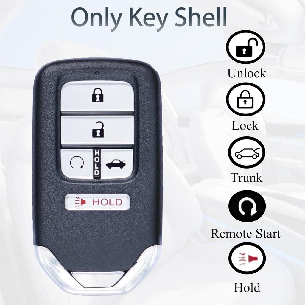 Key Fob Shell Case Replacement Fits for Honda Civic Accord CRV Pilot Passport ight Hybrid EX LX 2016 2017 2018 Keyless Entry Remote Control 5