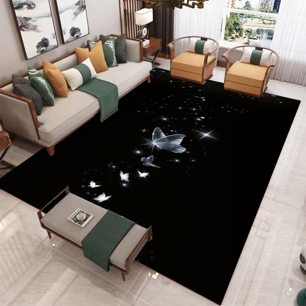 Living Room Carpet Abstract Butterfly Pattern Carpets Machine-washable Floor Mat Anti-slip Soft Study and Bedroom Rug