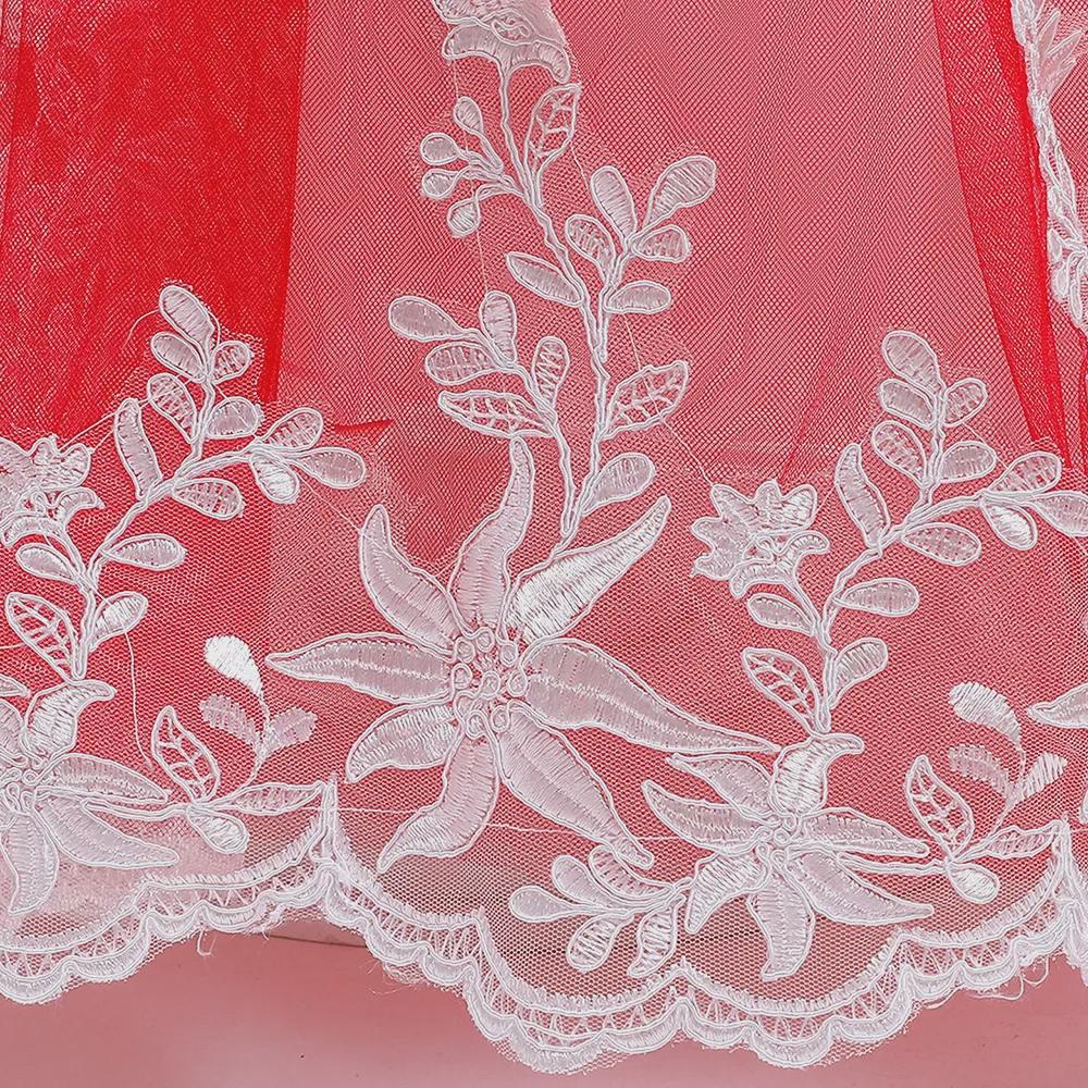 2024 Embroidered Princess Wedding Dress for Girls with Bow Tail