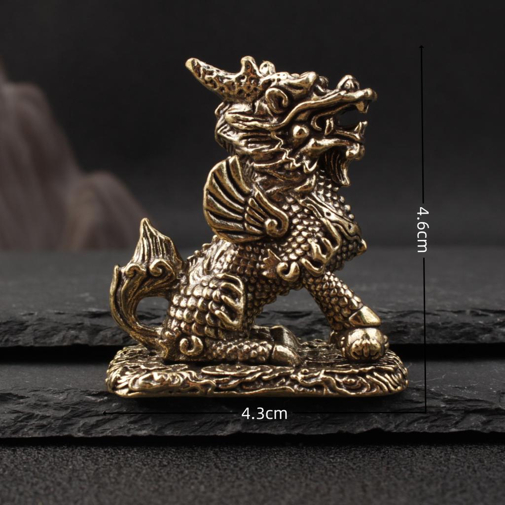 Paar Kupfer Kirin Ornamente für Schlafzimmer, Wohnzimmer, Büro, Heimdekoration, Geschäftseröffnungsgeschenk, Kupfer Wohlstand Kirin