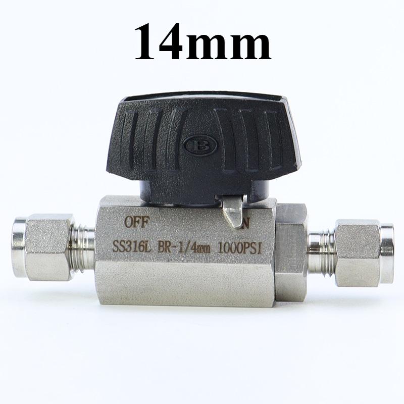 6 8 10 12 14 16 mm 1/4" 3/8" 1/2" 3/4" 1" Inch Tube OD Compression Union 316L Stainles Steel Hex Ball Valve 1000 PSI