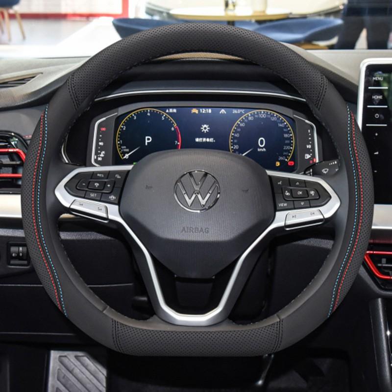 Univerzálny tenký kryt volantu z pravej kože pre VW Polo Plus, priemer 38 cm, športový štýl, pre všetky ročné obdobia