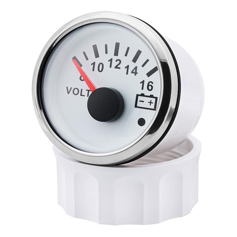 2" 52MM Voltmeter for Marine Boat Car 8-16V VOLTS with Warning Light 7Color Light Voltage Gauge Waterproof Auto Car Gauge Custom