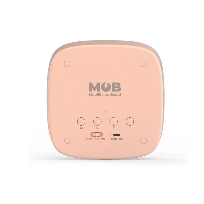 Réveil & veilleuse - mob - billy clock - rose saumon - rechargeable usb - 12x12x4 cm