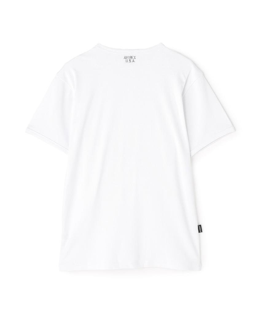 AVIREX DAILY RIB V-NECK TEE 6143501 men's M size 001 white