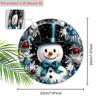 Wooden Christmas Sign with Top Hat Snowman Pattern, Cute Winter Wonderland Round Sign for Front Door Wall Hanging Decor, Ideal Christmas Gift