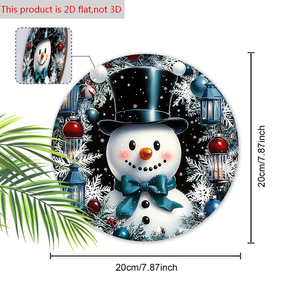 Wooden Christmas Sign with Top Hat Snowman Pattern, Cute Winter Wonderland Round Sign for Front Door Wall Hanging Decor, Ideal Christmas Gift
