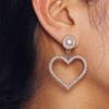 1 Pair Fashion Women Jewelry Handmade Pearls Heart-shaped Earrings