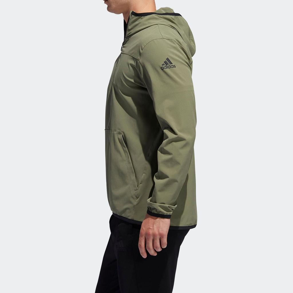 Adidas Solid Color Zip Logo Pattern Casual Long Sleeve Jacket Men Jackets Green FL1508