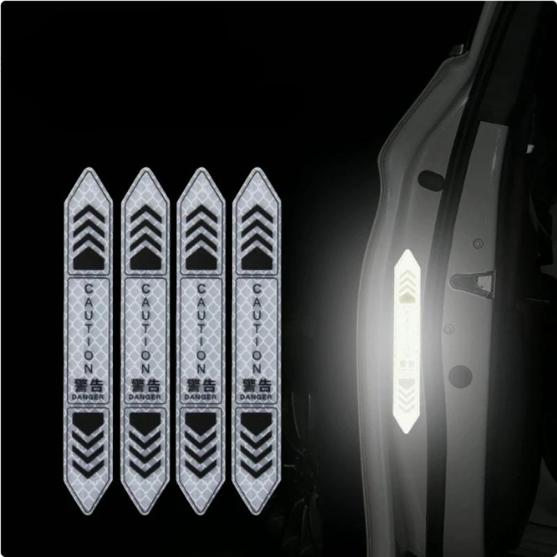 4Pcs Reflective Open Warning Stickers for Car Door, Night Visibility Auto Safety Prompt Decals