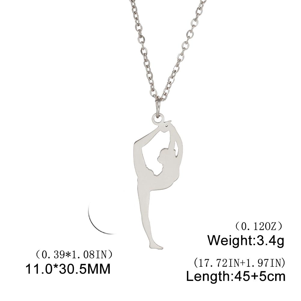 Unift Edelstahl Sport Damen Halskette Läuferin Rhythmische Gymnastik Mädchen Silhouette Anhänger Mode Geburtstag Schmuck Großhandel