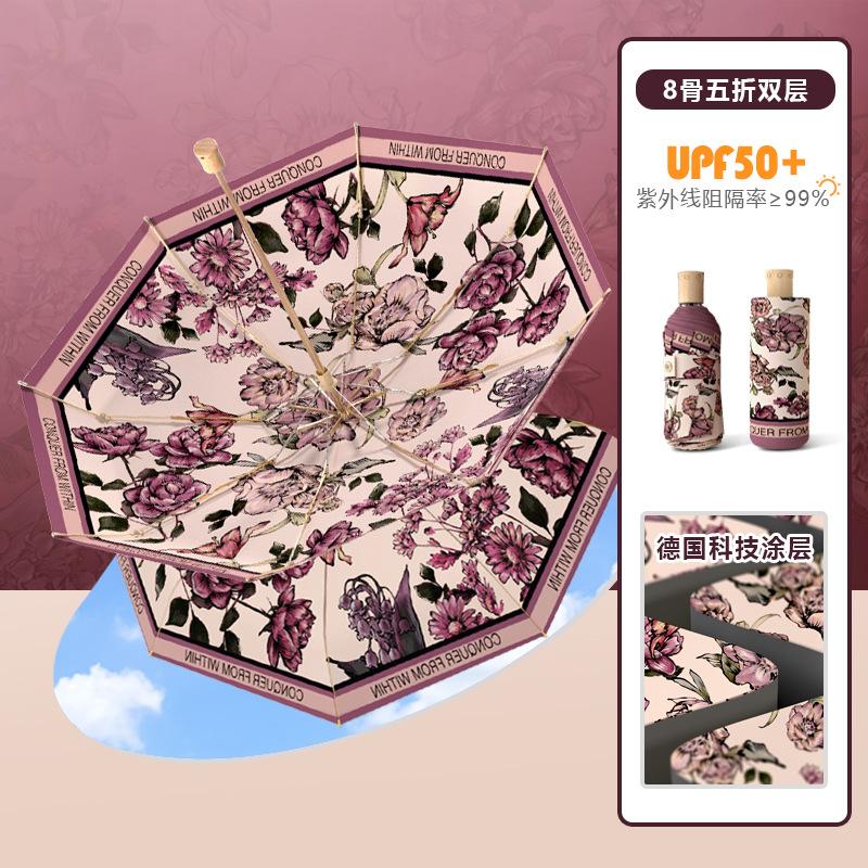Double Sided Double Layer Sun Protection Umbrella UV Blocking Folding Umbrella for Women Stylish Design