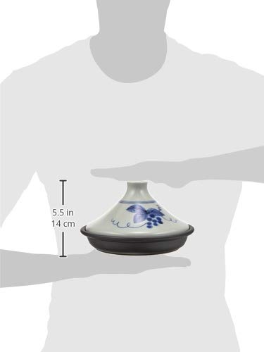 Toyo Ceramics Arita Ware Tagine Pot, 21cm (Heat-Resistant Ceramic Plate), Grape Design, ID-09-03