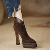 Elegant Women Ankle Boots Suede High Heels Shoes Sexy New Chunky Shoes Designer 2025 Winter Boots Woman Pumps
