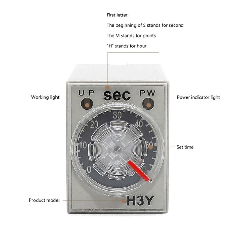 Zeitrelais Einschaltverzögerung Drehknopf 0-60 Sekunden Timer Verzögerungstimer mit Basissockel Einschaltzeitrelais Langlebig