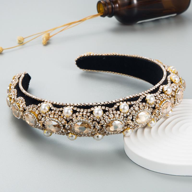 

New Style Alloy Velvet Sponge Headband for Women, Retro and Shiny Hair Accessory золотий