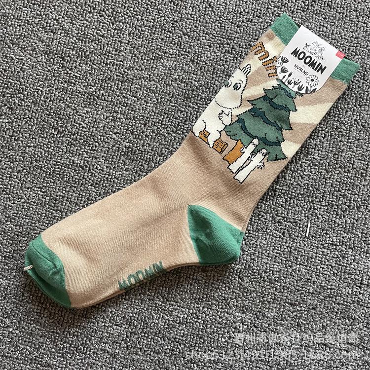 Calzini di Cotone alla Moda Moomin Cartone Animato a Metà Polpaccio - Stile Quattro Stagioni One Size (36-40)
