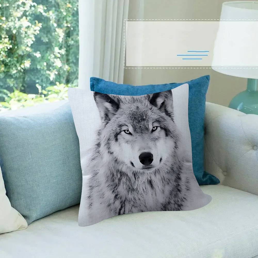 Animal Wolf Fun Cushion Cover Car Throw Pillow Case For Sofa Car Christmas Gift