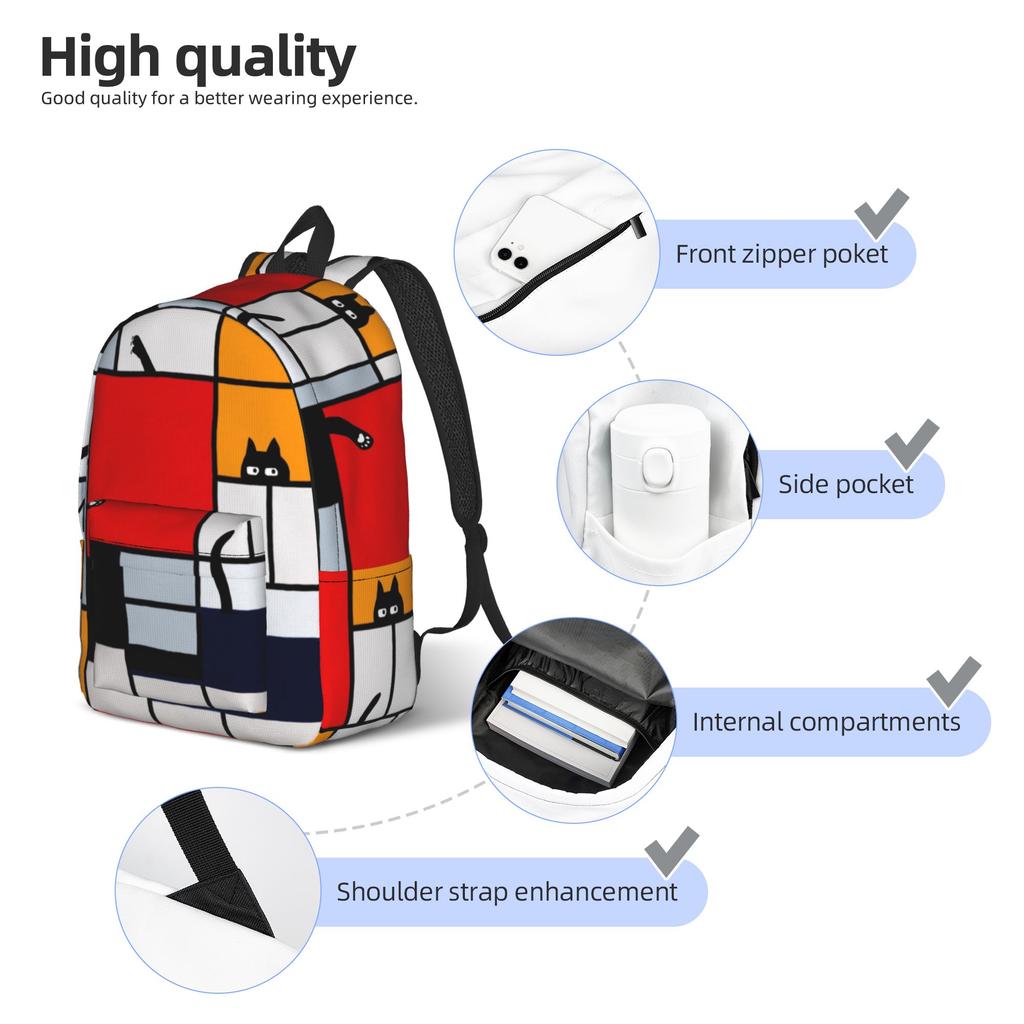 Piet Mondrian De Stijl Backpack for Men Women Fashion Student Hiking Travel Daypack College Shoulder Bag Outdoor