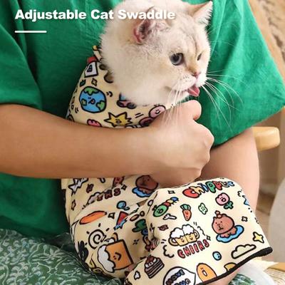 Self-Adherent Cat Grooming Wrap Cat Nail Clipping Cleaning Restraint Bag Anti-Bite Anti-Scratch Calming