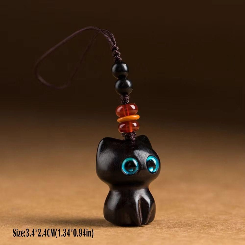 Handmade Craft Wood Car Keyring Wood Material DIY Keychain Components New Cat Shape Charm