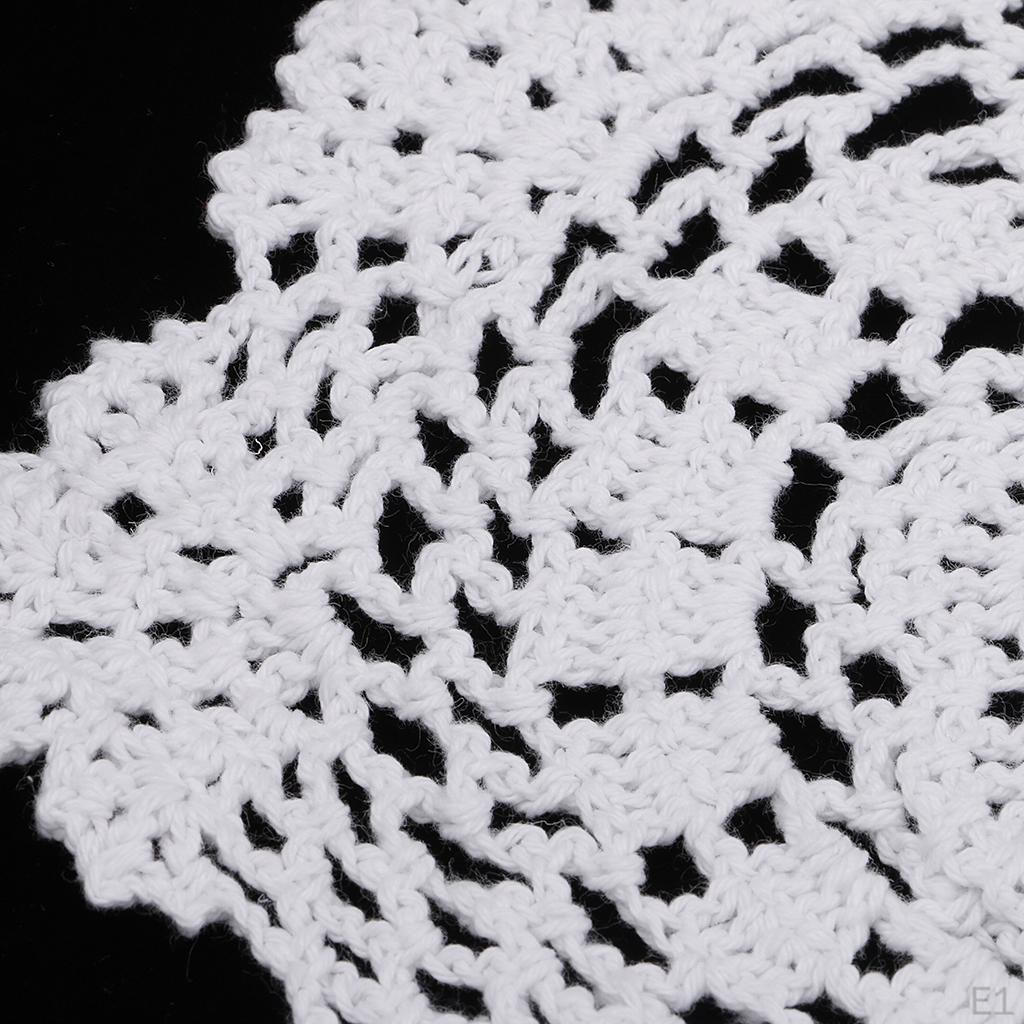 Ručně vyráběné háčkované krajkové prostírání Ubrousky, oválné, bílé, 15 x 11 palců, Dekorativní design prodejního stolu