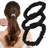 Silk Scrunchie Hair Ties by Beauty Gentle On Hair and Reduces Set of Stylish for Adults 100% [Recommended Professionals] Damage, 3, (Black)