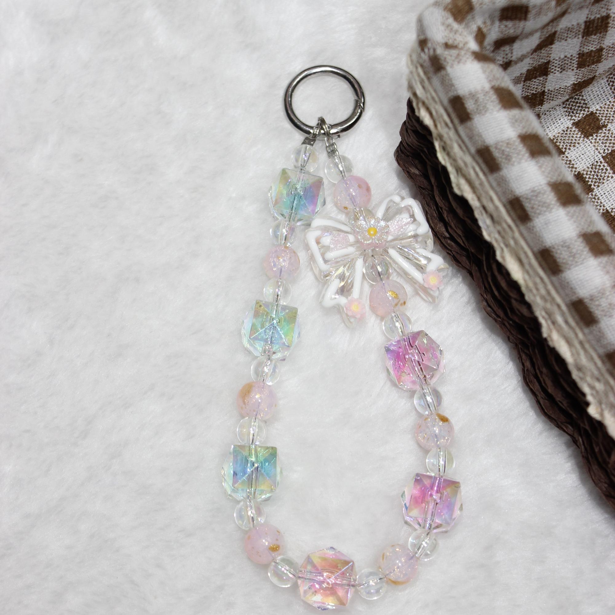 

Ремінець для мобільного телефону 26 см Підвіска-бантик Квіткові намистини Ланцюжок для телефону Ремінець на зап ястя